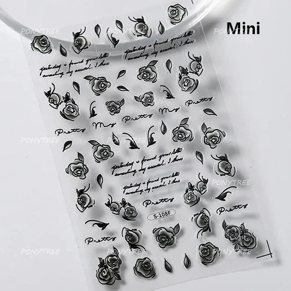Shiny Butterfly White Pink Purple Romantic Animals Retro Photo Frame Chic Delicate Adhesive Nail Art Stickers 5D Manicure Decals (ONLINE ORDER ONLY)
