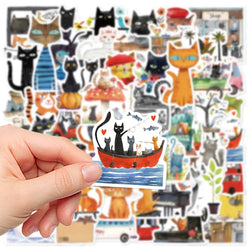 Cartoon Cat Waterproof Stickers for Refrigerator, Skateboard, Helmet, Guitar - 10/30/50PCS (Online Order Only)