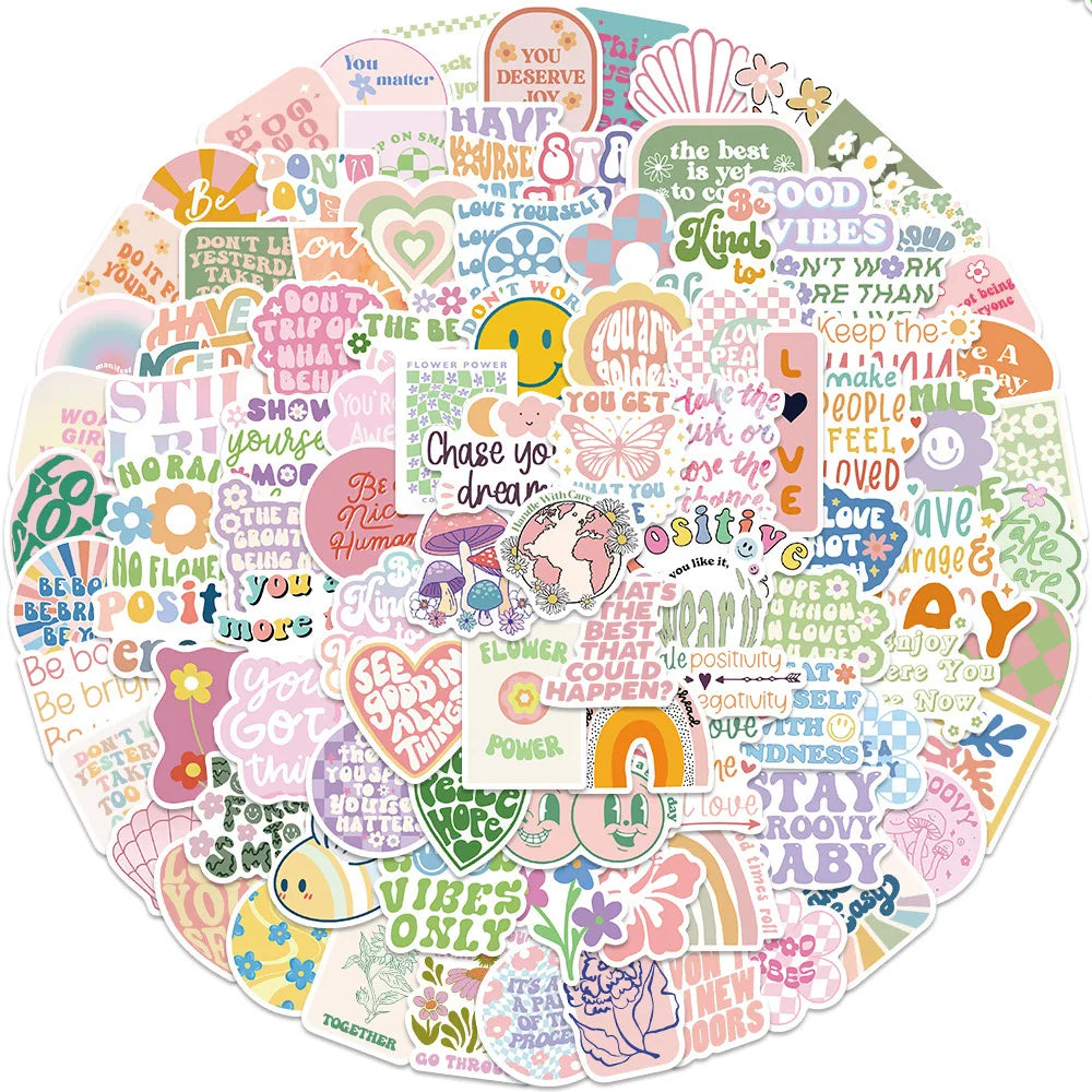 10/30/50/100PCS Cute Girls Danish Pink Inspirational Stickers Ins Cartoon Decal Toy DIY Phone Motorcycle Bike Guitar Car Sticker (ONLINE ORDER ONLY)