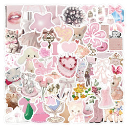 10/30/60pcs Retro Cute Coquette Pink Cartoon Stickers Decals Laptop Suitcase Scrapbook Phone Stationery Sticker for Kids Toys (ONLINE ORDER ONLY)