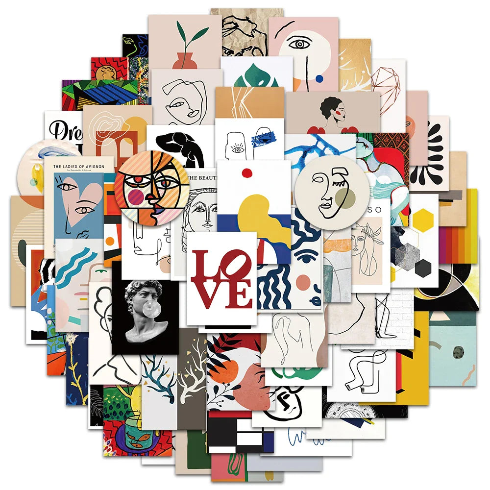 65pcs Abstract Art Stickers for Skateboard, Phone, Laptop, Luggage (Online Order Only)