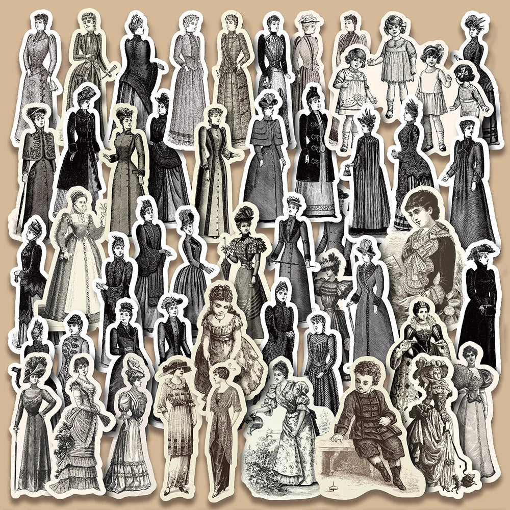 Retro European Lady Manor Stickers - DIY Phone Laptop Luggage Skateboard Decals for Kids (Online Order Only)