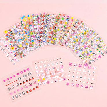 30pcs Children's Cartoon Rabbit Nail Stickers with Sequins and Glitter Colorful Flowers DIY Decal Kid Toy Kawaii Girl Ornaments* (ONLINE ORDER ONLY)