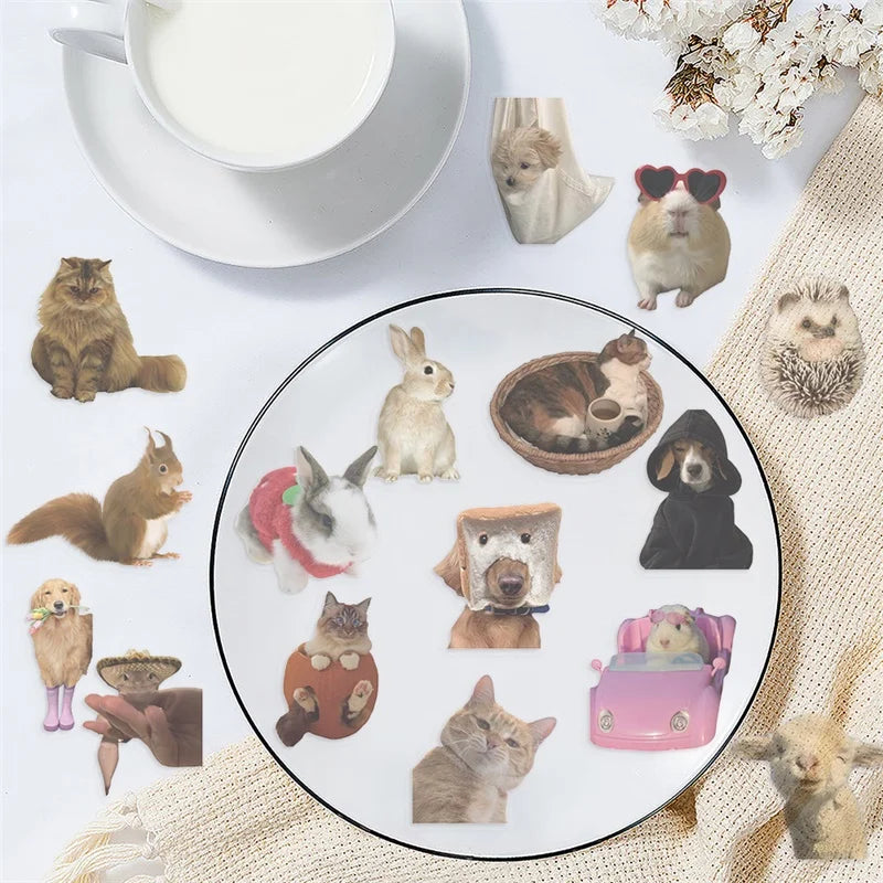50PCS INS Animal PET Sticker Aesthetic Children's Decoration Scrapbooking Stationery DIY Hand Accounting Supplies for Kids (ONLINE ORDER ONLY)