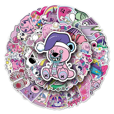 10/30/50PCS Cute Gothic Halloween Skull Magic Stickers DIY Laptop Luggage Skateboard Graffiti Decals Sticker for Kid Toys (Online Order Only)