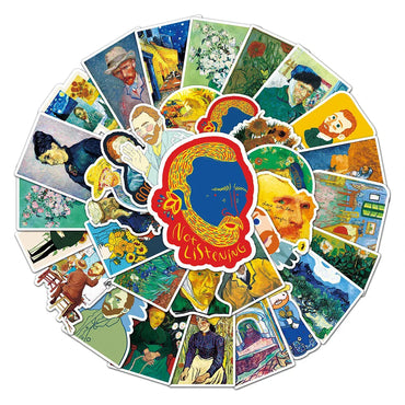 10/30/50PCS World Artist Oil Painting Work Vincent Van Gogh Aesthetic Sticker Packs (ONLINE ORDER ONLY)