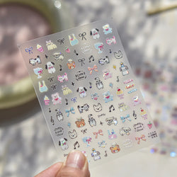 Lovely Animals Cat Dog Bear Party Puppy Kitten Cake Bowknot Flower Love Heart Lace Gird Adhesive Nail Art Sticker Manicure Decal (ONLINE ORDER ONLY)