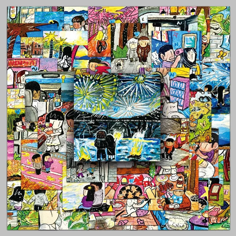 54pcs Cartoon Illustration Stickers for Suitcase, Water Cup, Stationery, Phone, Laptop, Refrigerator (Online Order Only)