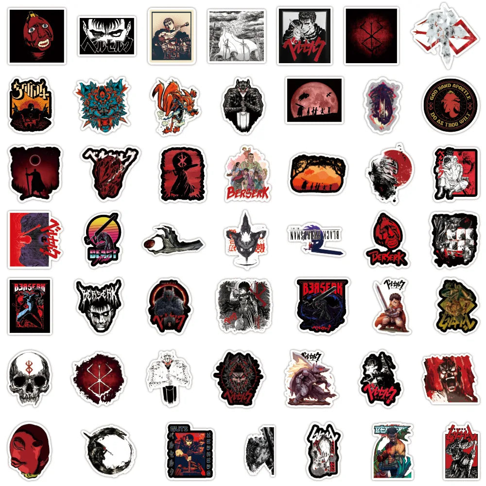 10/30/50/100PCS Berserk Cartoon Stickers Cool Animation Decoration Fridge Luggage Laptop Phone Guitar Car Bike Skateboard Decals (ONLINE ORDER ONLY)