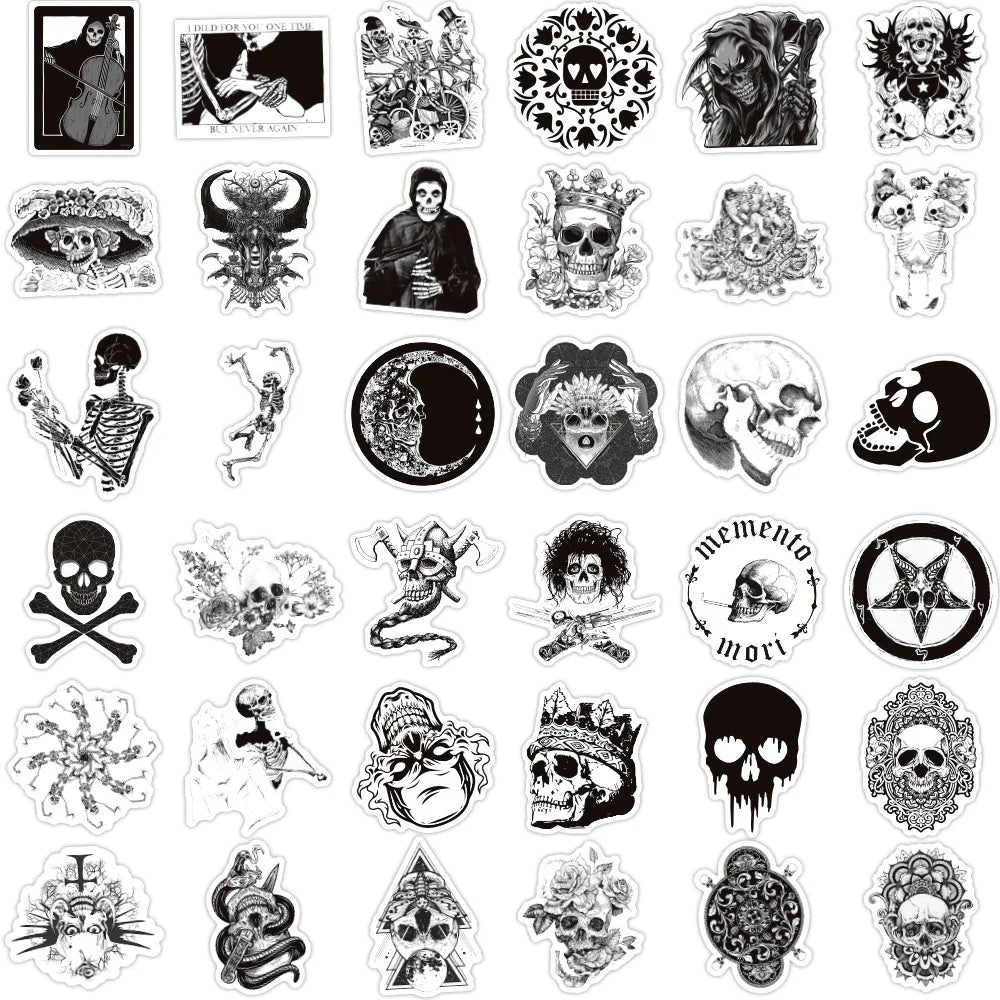 10/30/50/100pcs Cool Black White Punk Horror Gothic Graffiti Sticker Packs (ONLINE ORDER ONLY)