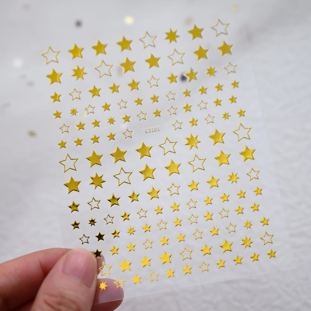 9Pcs 3D Sliver Stars Nails Stickers Bronzing Star Nail Art Decals For DIY Nail Art Decoration Self Adhesive Nail Manicure Parts* (Online Order Only)