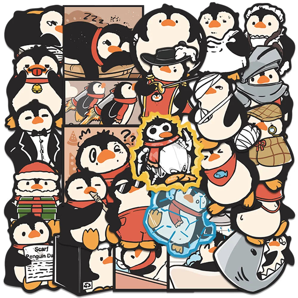 50pcs Funny Cute Cartoon Animals Penguin Stickers Waterproof Graffiti For Luggage Laptop Guitar Phone Fridge Skateboard Decals (Online Order Only)