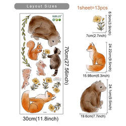 Boho Forest Animals Wall Stickers: Deer, Fox, Bunny, Leaves - Nursery Room Decor (ONLINE ORDER ONLY)