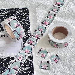 New500PCS Japanese Classic Anime Hatsune Miku Roll Sticker Handbill Material Cute High Appearance Level Envelope Sealing Sticker (ONLINE ORDER ONLY)