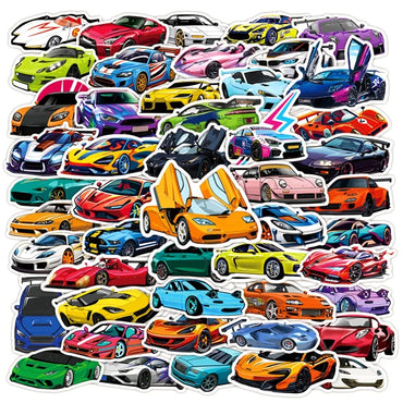 10/30/50PCS Colorful Super Car PVC Sticker Aesthetic Sticky Decoration Scrapbooking Korean Stationery School Supplies for Kids (ONLINE ORDER ONLY)