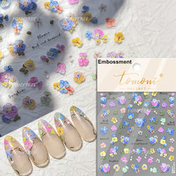 Retro Tulip Flowers Daisy Photo Frame Geometric Border Bowknot Butterfly Soft Relief Adhesive Nail Art Stickers Manicure Decals (ONLINE ORDER ONLY)