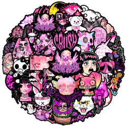 Gothic Black Pink Anime Girl Stickers Waterproof Decals for Laptop Skateboard Car (Online Order Only)