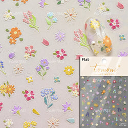 Colorful Dried Flowers Wreath Floral Plant Petal Bud Garden Charming 5D Reliefs Self Adhesive Nail Art Stickers Manicure Decals (Online Order Only)