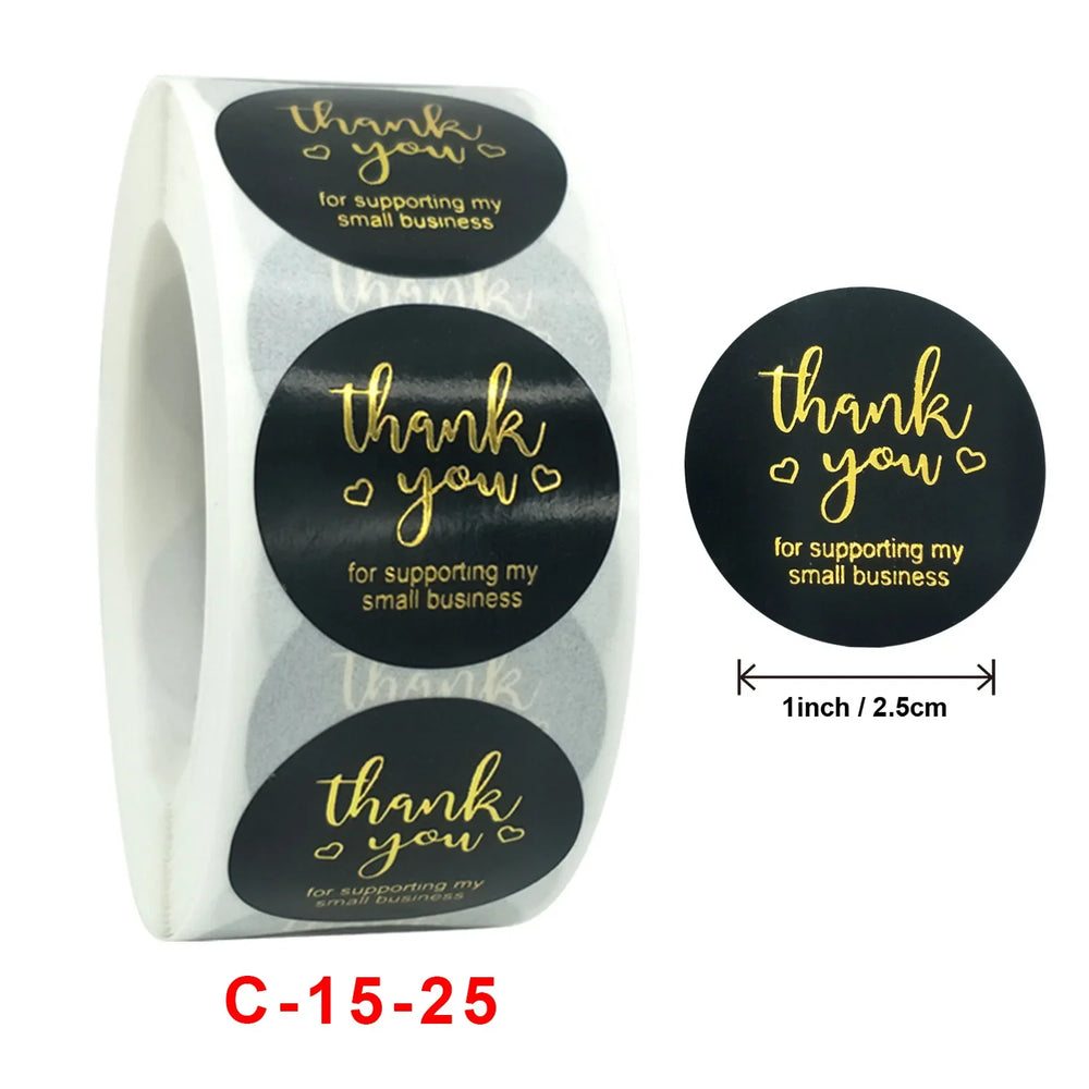 500 Pcs Round Black Thank You Bond Party Adhesive Diy Seal Stickers Decorative Album Diary Cartoon Label Decor (ONLINE ORDER ONLY)