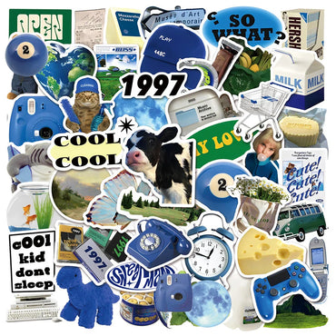 10/30/50PCS Ins Style Cartoon Stickers Cute Blue Decals For Phone Skateboard Suitcase Bike Fridge Notebook Graffiti DIY Kids Toy (Online Order Only)