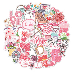 10/30/50/100PCS Valentine's Day Romantic Cartoon Stickers Holographic Laser Decals Graffiti Toy DIY Notebook Phone Gift For Love (ONLINE ORDER ONLY)