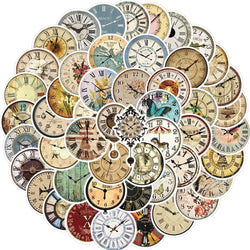 10/25/50pcs Retro clock Stickers Decals Cartoon Graffiti DIY  Notebook Luggage Wall Decoration PVC Sticker (ONLINE ORDER ONLY)