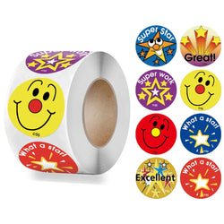100-500pcs Cute Reward Stickers Roll with Word Motivational Stickers for School Teacher Kids Student Stationery Stickers Kids (Online Order Only)