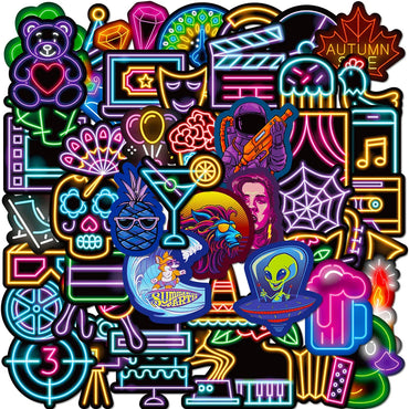 10/30/50/100pcs Funny Cool Neon Graffiti Stickers Aesthetic Cartoon Decals Motorcycle Laptop Suitcase Waterproof Sticker Kid Toy (ONLINE ORDER ONLY)