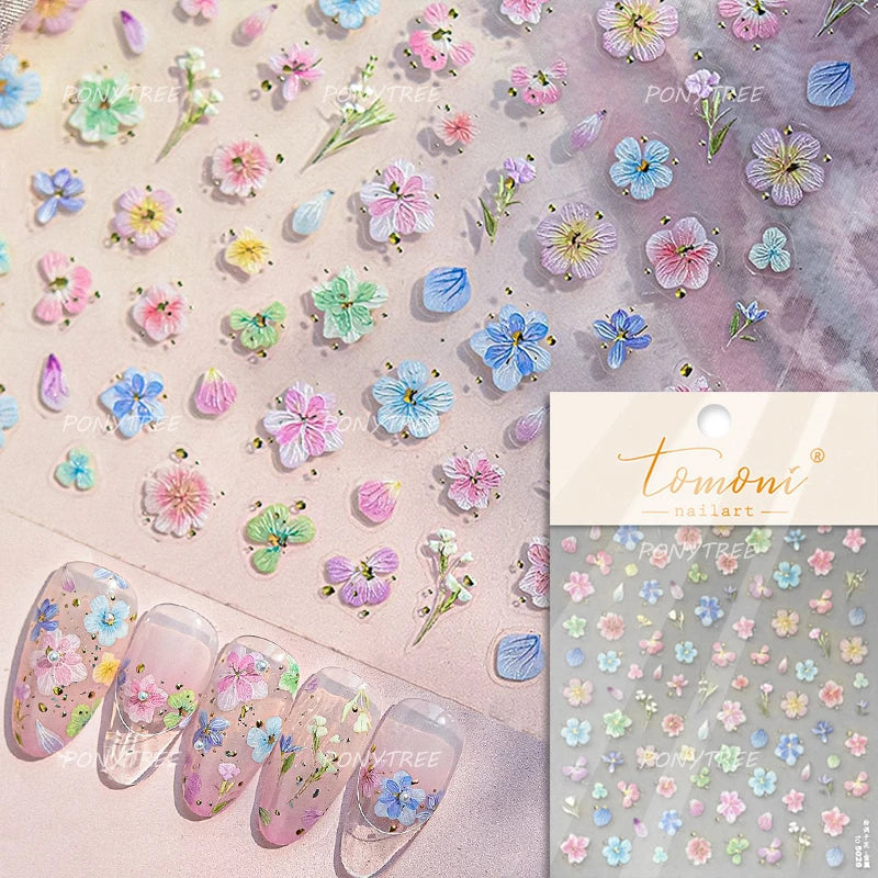 Retro Mini Flower Vintage Leaves Hot Stamping Petal Daisy Delicate Chic Self Adhesive Nail Art Stickers Manicure Decal Wholesale (ONLINE ORDER ONLY)