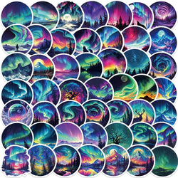 50Pcs Northern Lights Waterproof Stickers for Guitar, Suitcase, Phone, Laptop Decoration (Online Order Only)