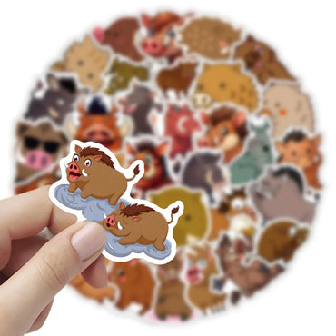 10/30/54PCS Wild Boar Cartoon Stickers Cute Animal Graffiti Kids Toys Luggage Laptop Phone Guitar Car Bike Decals Decoration Toy (ONLINE ORDER ONLY)