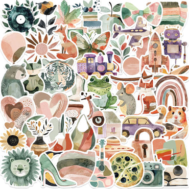 50pcs Aesthetic Boho Art Stickers Scrapbooking Laptop Notebook Decals for Kids Girl Toy Bohemian Graffiti Vintage Retro Sticker (ONLINE ORDER ONLY)