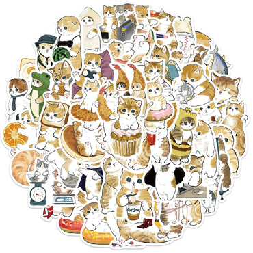 Cute Cat Vinyl Stickers | 64 PCS | Waterproof for Laptop, Guitar, Motorcycle, Bike, Skateboard, Luggage, Phone (ONLINE ORDER ONLY)
