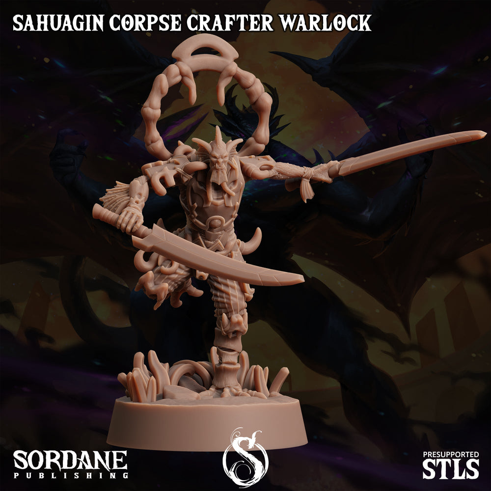 3D Printed Sordane Publishing Sahuagin Corpse Crafter Warlock Monster Mayhem II 28 32mm D&D (Online Only)