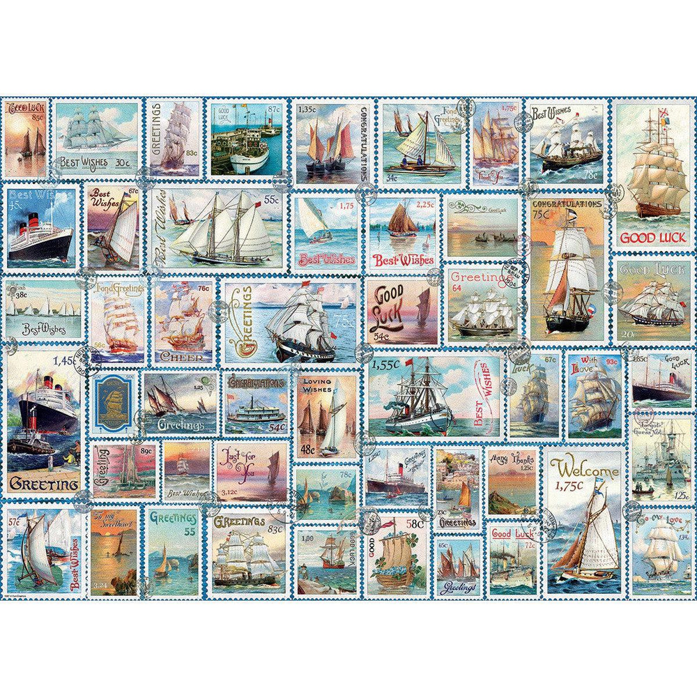 Sailing Ships Vintage Stamps 500 Piece Jigsaw Puzzle Eurographics (ONLINE ORDER ONLY)