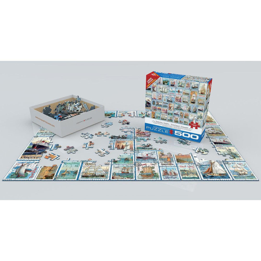 Sailing Ships Vintage Stamps 500 Piece Jigsaw Puzzle Eurographics (ONLINE ORDER ONLY)