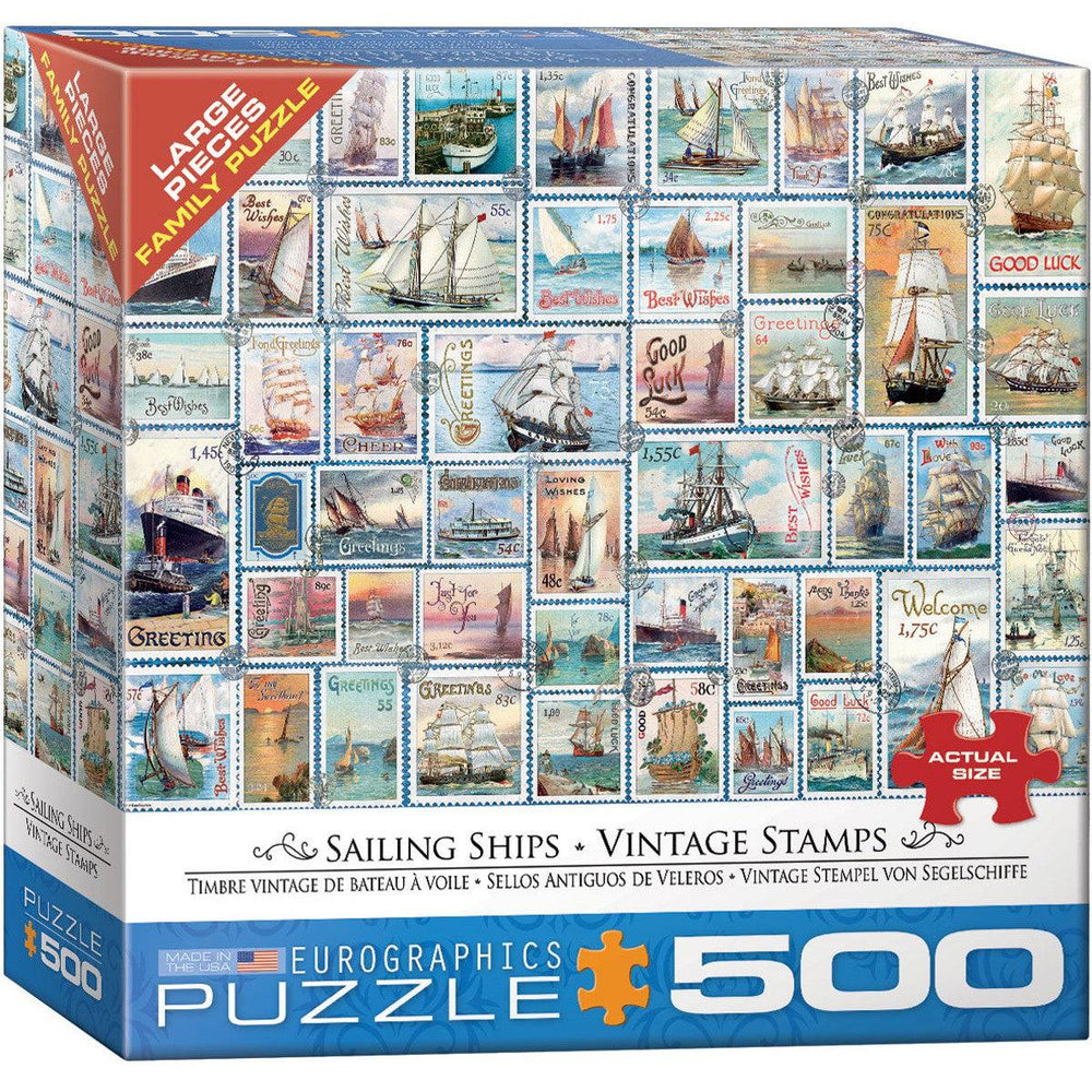Sailing Ships Vintage Stamps 500 Piece Jigsaw Puzzle Eurographics (ONLINE ORDER ONLY)
