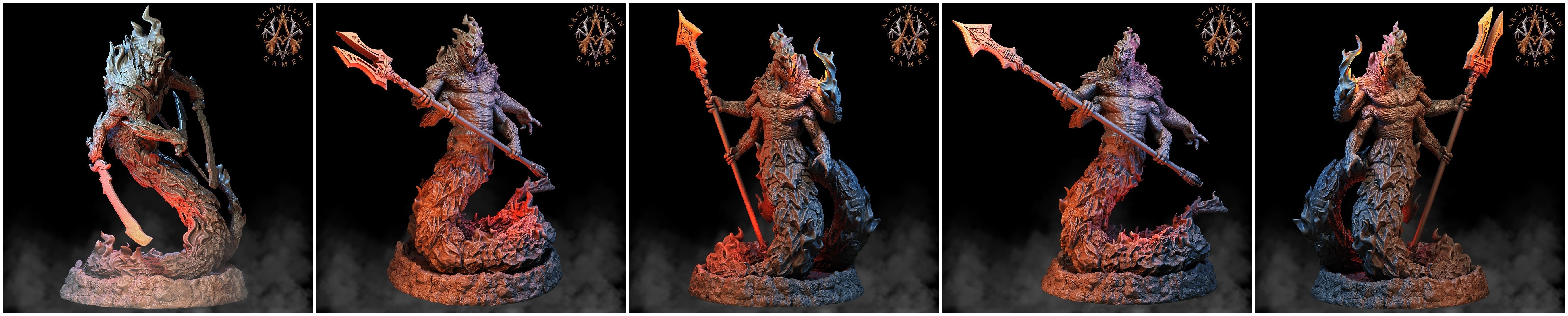 3D Printed Archvillain Games Magma Lords - Salamander Lords 28mm 32mm D&D (Online Only)