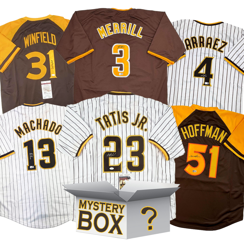 Autographed/Signed San Diego Baseball Jersey Mystery Box with PSA JSA or Beckett COA (ONLINE ORDER ONLY)