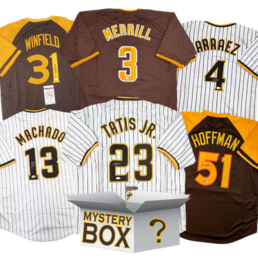 Autographed/Signed San Diego Baseball Jersey Mystery Box with PSA JSA or Beckett COA (ONLINE ORDER ONLY)
