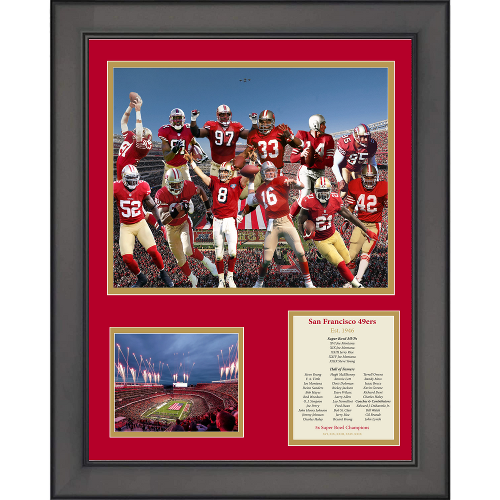 Framed San Francisco 49ers All-Time Greats Legends 11"x14" Football Three Photo Collage (ONLINE ORDER ONLY)