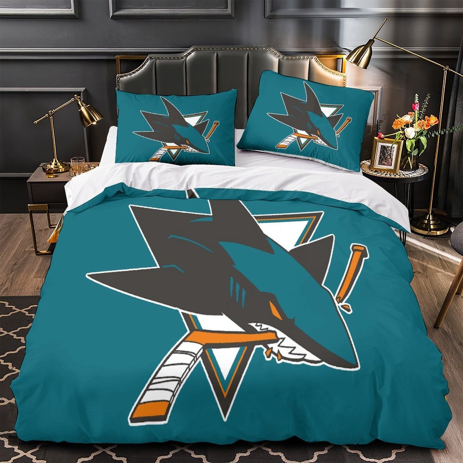 San Jose Sharks Bedding Set Quilt Duvet Cover Without Filler (Online Order Only)