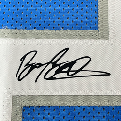 Framed Facsimile Autographed Barry Sanders 35x39 Detroit Blue Reprint Laser Auto Football Jersey Size Men's XL (ONLINE ORDER ONLY)