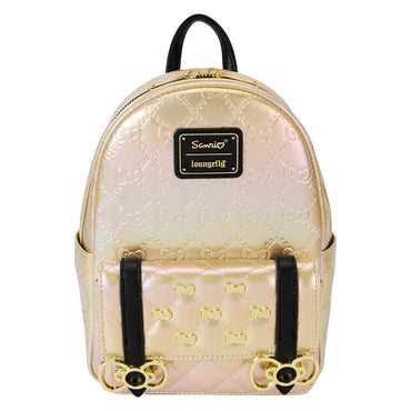 Sanrio Hello Kitty 50th Anniversary Metallic Gold Embossed Mini Backpack by Loungefly (Online Order Only)