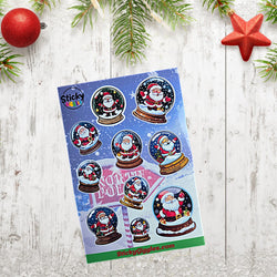 Santa in a Snow Globe Christmas Sticker Sheet 10 Stickers (ONLINE ORDER ONLY)