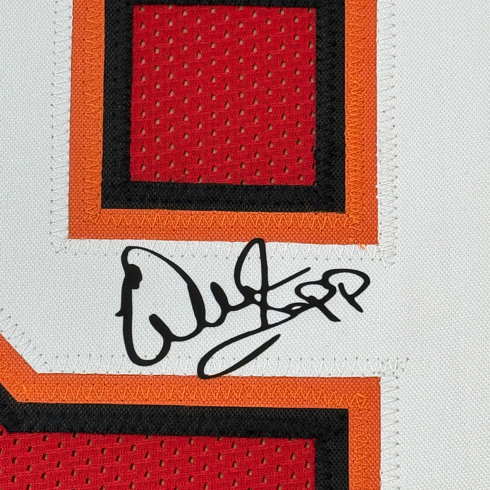 Framed Facsimile Autographed Warren Sapp 35x39 Tampa Bay Red Reprint Laser Auto Football Jersey (ONLINE ORDER ONLY)