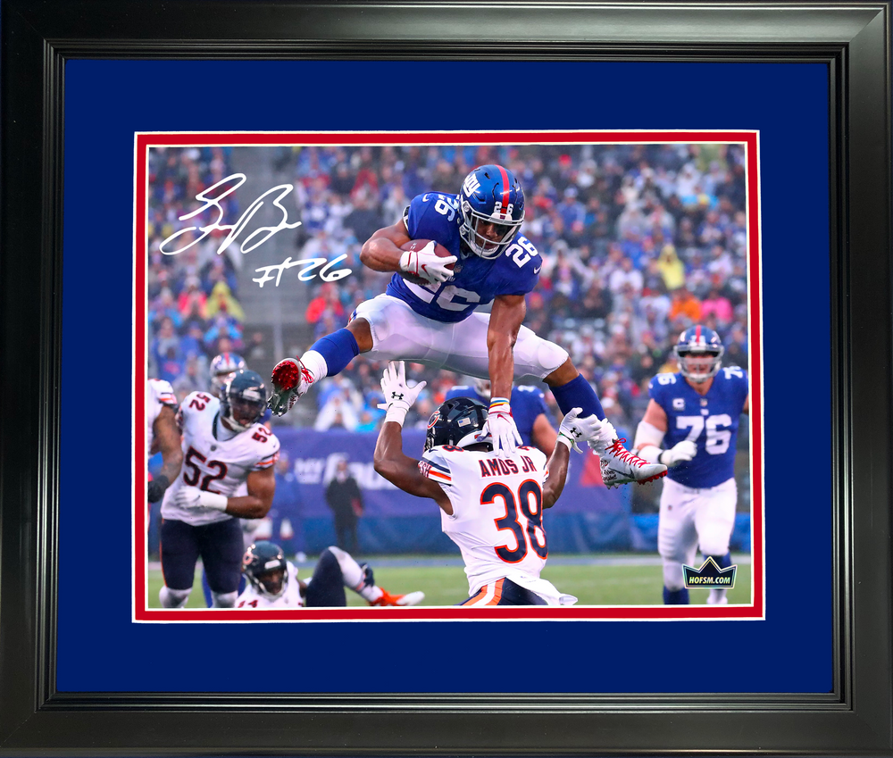 Framed Saquon Barkley New York Giants Facsimile Laser Engraved Signature Auto 11"x14"Football Photo HOFSM Holo (ONLINE ORDER ONLY)