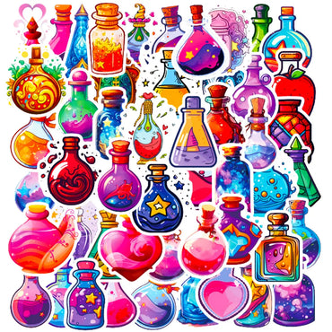 10/50PCS Colorful Magic Bottle Stickers Funny Cute Decals For Kids Laptop Luggage Fridge Diary Bike Phone Notebook Stickers (Online Order Only)