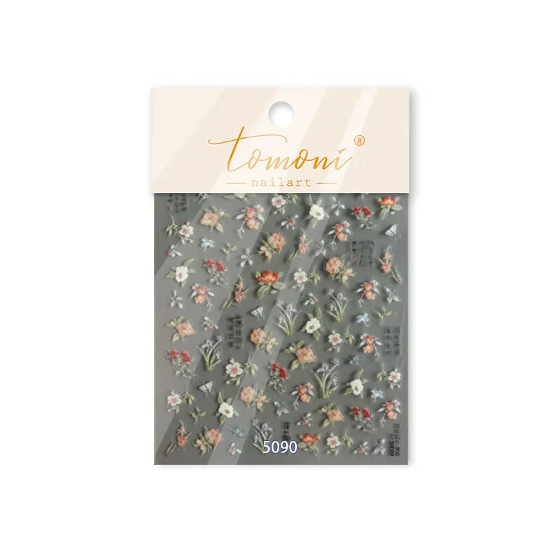 Antique Flowers Bird Swallow Fruit Narcissus Orchid Oranges Peaches Grape Cherry Strawberries Nail Art Stickers Manicure Decals (ONLINE ORDER ONLY)