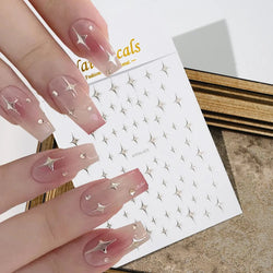 1PCS Sliver Stars Nails Stickers 3D Bronzing Laser White Cross Starlight Glossychic Y2K Stylish Adhesive Manicure Decorations *# (Online Order Only)